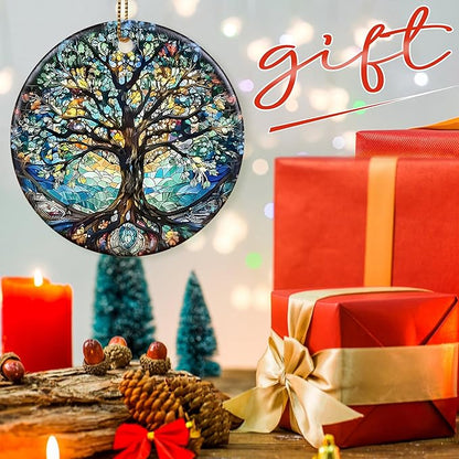 Colorful Ceramic Tree of Life Christmas Ornament, Tree of Life Ornaments for Christmas Tree, Holiday Decorations, Christmas Decor, Tree of Life Gifts, Christmas Ornament Gift Ideas - Pattern A