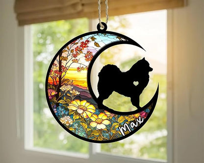 Personalized Dog Memorial, Custom Name Samoyed Dog Christmas Ornament with Name, Custom Breeds, Pet Loss Light Catcher, Gifts for Lovers Loss of Pet Sympathy on Mothers Day Christmas