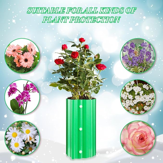 Queekay 20 Pcs Rose Cones for Winter Protection, 16.5 x 9 Inch Winter Rose Collars Bush Cover for Keep Warm, Protecting Plants from Wind Blows Freeze Animals Eating Indoor Outdoor Gardens (Green)