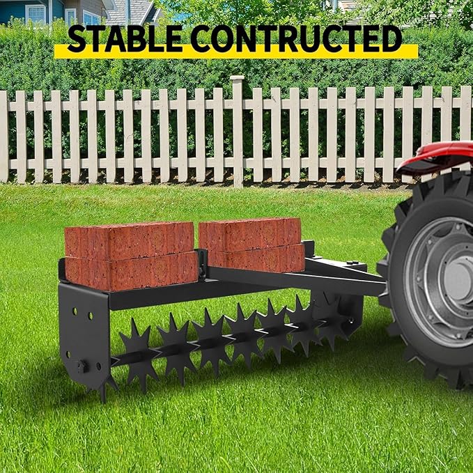 Tow Behind Lawn Aerator, 32" Heavy-Duty Core Aerator Tool, Manual Lawn Aerator, Plug Aerator with Universal Hitch, Rolling Aerator for Effective Soil Aeration and Lawn Health