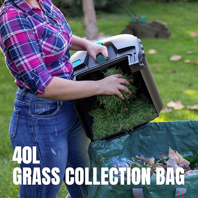 2×20V Cordless Electric Lawn Mower, 16" Push Mower with 6 Cutting Height Levels, Includes 2×4.0Ah Batteries and Dual Port Charger