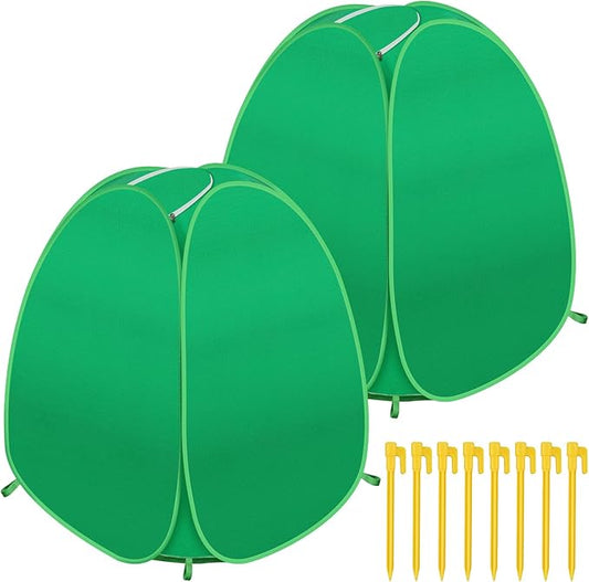 2 Pack Plant Covers Freeze Protection, Pop Up Shrub Frost Covers for Outdoor Plants Warm Plant Protectors Tent for Winter Protecting Fruit Potted Plants and Shrub from Freezing Animals Eating(22x22x23