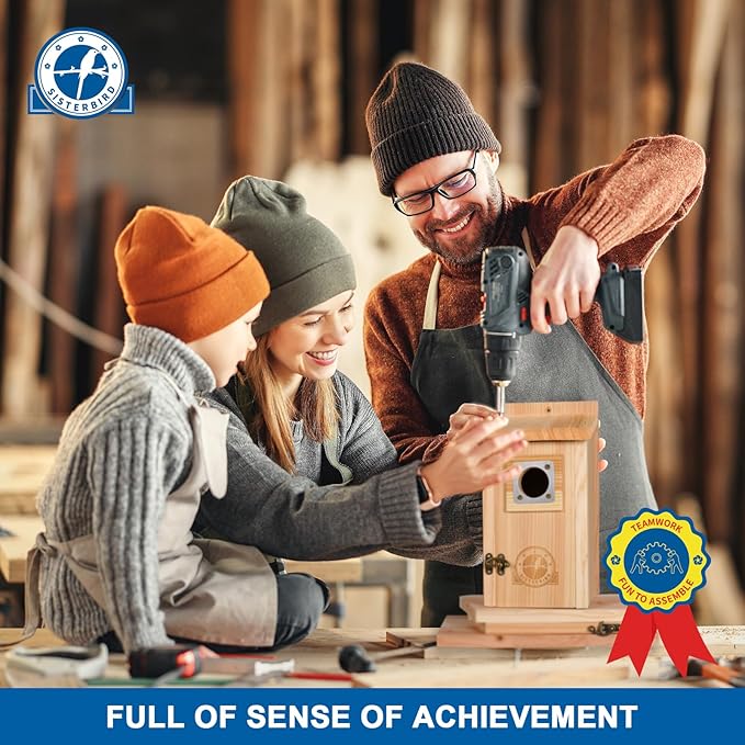 Bird Houses for Outside 1-1/2” Entrance Hole Cedar Birdhouses with Metal Guard Outdoor Bluebird Wren Swallow Finch Asssembly Required