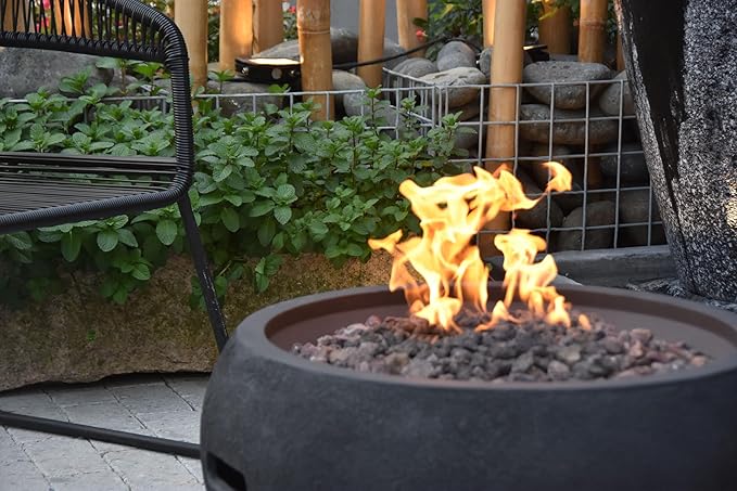 AMS Fireplace | Modeno | York | Firepit Table | Cover and Lava Rocks Included | (Fuel: Natural Gas - Black)