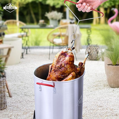Hike Crew 50,000 BTU Outdoor Propane Turkey Fryer Kit with igniter and Stainless-steel funnel – Complete Kit Includes 30qt and 10qt pots ant strainer baskets , 12-Inch and 5-inch thermometers rack and