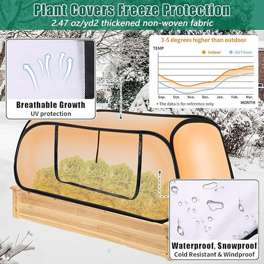ANGAR Pop Up Winter Garden Covers for Raised Beds, 45" x 22" x 16"Plant Covers Freeze Protection, Garden Rows Greenhouse Raised Bed Cover for Seedlings Vegetable Fruits Rows, Includes 8 Stakes