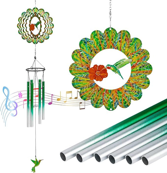 TUOKING Wind Chimes for Outside 3D Hummingbird Wind Spinner Windchimes Outdoor Hanging Decor for Garden Patio, Unique Gift for Mom,Women,Chimes Lovers