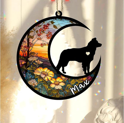 Personalized Dog Memorial, Custom Name Border Collie Dog Christmas Ornament with Name, Custom Breeds, Pet Loss Light Catcher, Gifts for Lovers Loss of Pet Sympathy on Mothers Day Christmas