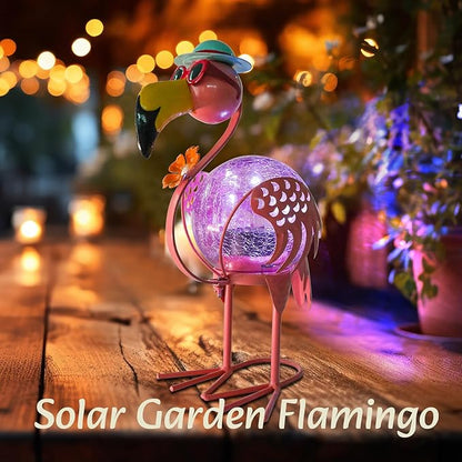 MUMTOP Flamingo Solar Lights Outdoor, Decorative Waterproof LED Solar Lanterns for Patio Garden Yard, Pink Flamingo Tabletop Decorations