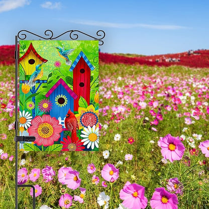Bird Fall sunflower flags outdoor 28x40 double sided Large garden flag, Cardinal Bird house flag, Courtyard outdoor Lawn Farmhouse Decoration