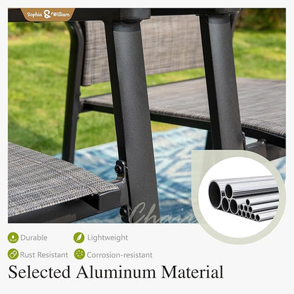 Sophia & William Patio Dining Set for 8, Lightweight Aluminum Outdoor Dining Chairs and Large Square Metal Table, Stackable Chairs and Easy to Move for Lawn Garden Yard (Grey)