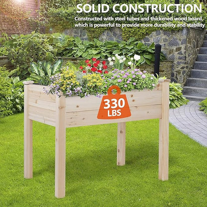 Elevated Wood Gardening Bed with Green House Cover - 36L x24W x 66H - Backyard Expressions