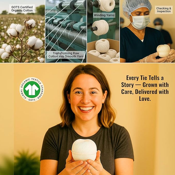 Organic Butcher’s Twine for Cooking & Trussing – 2mm Heavy-Duty Natural Cotton Kitchen Twine 1000 Feet – Food-Safe, Oven-Safe String for Meat, Turkey, Baking, & Crafts