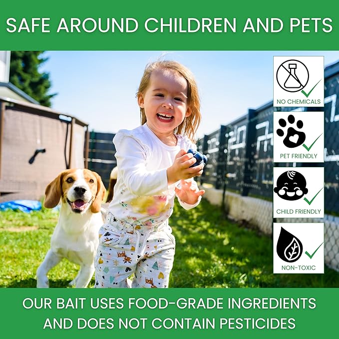 Fly Trap | Outdoor Device for Catching Flies | 2-Liter Garden Size | Comes with One Flytrap and 1 Bait Packet | 40,000 Fly Capacity | Non-Toxic | Child & Pet Safe