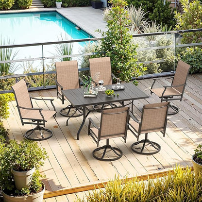 Soohow Outdoor Dining Chairs Set of 2, 360°Swivel Patio Dining Chair with Textilene Fabric, Outdoor Metal Armchair All Weather Resistant, Ergonomic Comfort, Perfect for Patio, Backyard, Balcony