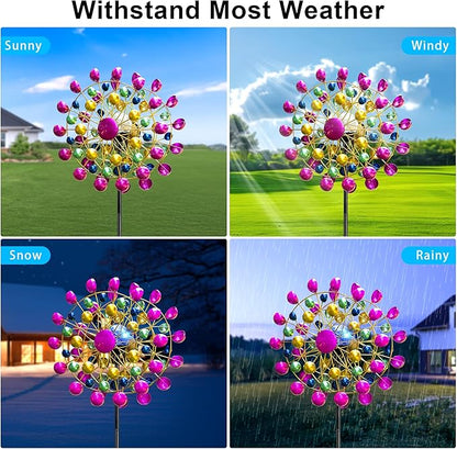 Large Wind Spinners Outdoor Solar Garden Decor Light - Unique Ferris Wheel Shaped Colorful Windmill, Durable Waterproof Design for Garden, Lawn, Patio