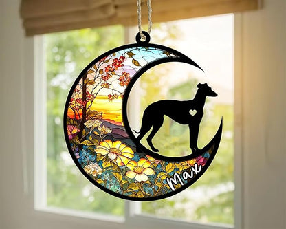 Personalized Dog Memorial, Custom Name Whippet Dog Christmas Ornament with Name, Custom Breeds, Pet Loss Light Catcher, Gifts for Lovers Loss of Pet Sympathy on Mothers Day Christmas