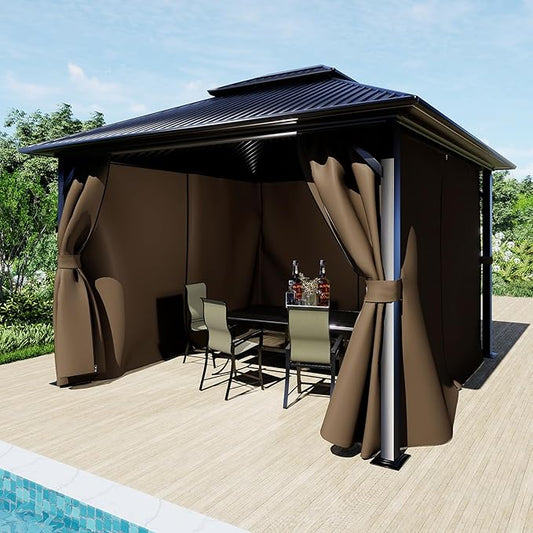 BPS 12' x 12' Gazebo Curtain Privacy 4-Panel Sidewall Outdoor Replacement Shade (Only Curtain)