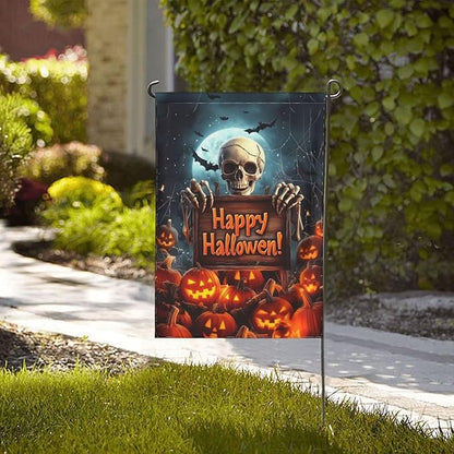 Halloween Skull Garden Flag Vertical Double Sided Outdoor Yard Flags 12.5x18 Inch Burlap Banners for House Lawn
