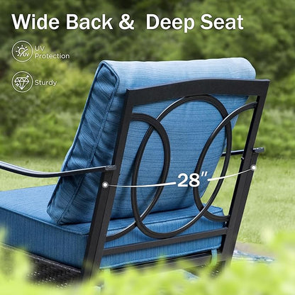 Rocking Patio Sofa Chairs - 2 PCS Outdoor Rocking Armchairs, Patio Seating with High Back Deep Seat for Porch Deck Balcony