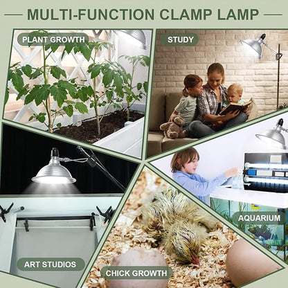 Macarrie 12 Pack Clamp Lamp Light with Aluminum Reflector, 6ft SPT-2 18awg Cord and Adjustable Stand Fixture E26 Socket, up to 150 Watt, No Bulb(8.5 Inch)