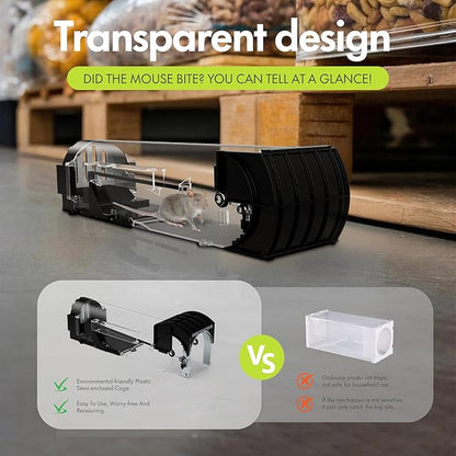 Humane Mouse Traps, 12.2 inches Enlarged No Kill Rat Live Traps 2 Pack for Chipmunks, Reusable Catch and Release Mice, Pet and Children Friendly Mouse Trap That Work