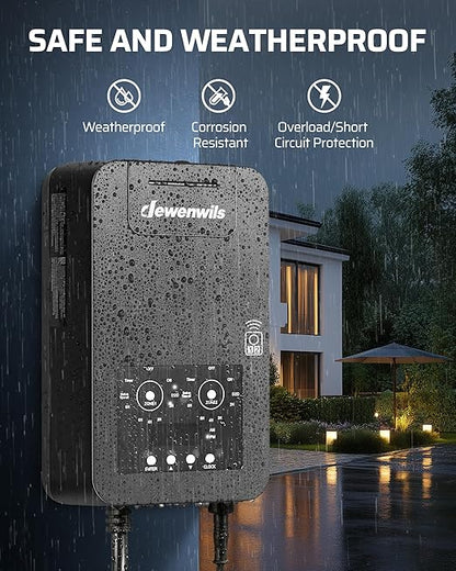 DEWENWILS 300W Low Voltage Landscape Transformer with 2 Zones, 120V AC to 12V DC, Low Voltage Transformer with Remote, Photocell Sensor & Timer, Outdoor Landscape Lighting for Spot Light Steplight