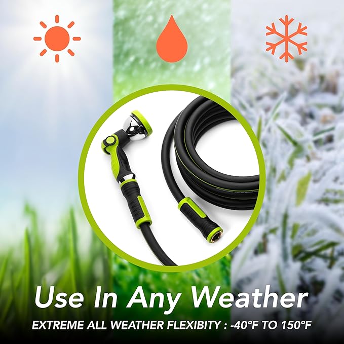 Heavy Duty Garden Hose 5ft x 5/8” – Flexible Water Hose, Leak-Proof, Lightweight Hybrid Hose– Durable Outdoor Hose, Kink Free
