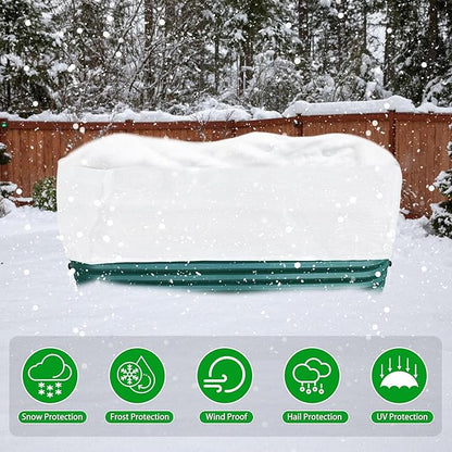 2 Pack Plant Covers Freeze Protection for Raised Garden Beds, Rectangular Winter Plant Frost Cloth with Insulated Liner and Drawstring, Garden Bed Frost Protection Blanket for Winter Outdoor Plants