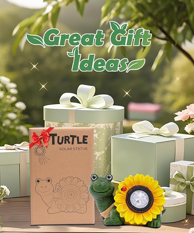 Solar Turtle Sunflower Light Garden Decor, Outdoor Statue Ornaments for Home Yard Lawn,Unique Gifts for Women Grandma Mom