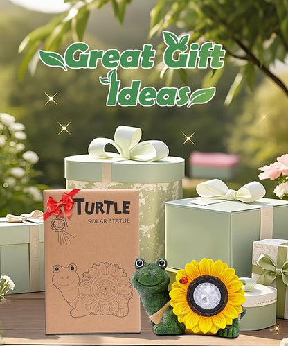 Solar Turtle Sunflower Light Garden Decor, Outdoor Statue Ornaments for Home Yard Lawn,Unique Gifts for Women Grandma Mom