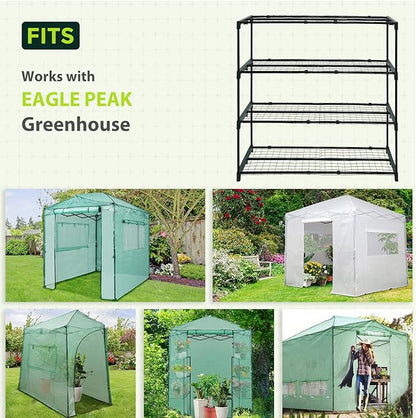EAGLE PEAK Greenhouse Shelving Staging Double 4 Tier, Outdoor/Indoor Plant Shelves, 42"x17"x42", Green