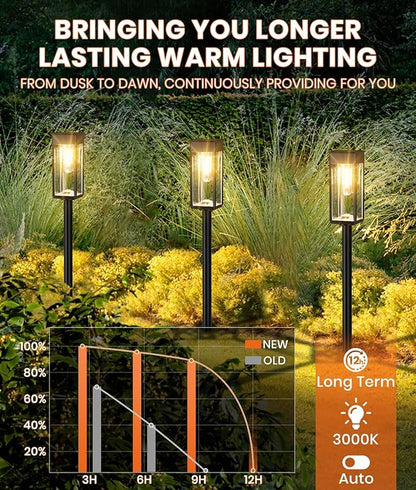 6 Pack Super Bright Solar Lights Outdoor,Solar Pathway Lights Outdoor,IP65 Waterproof Solar Garden Lights Solar Powered Landscape Lighting for Yard Patio Walkway Driveway Pathway (Warm White)