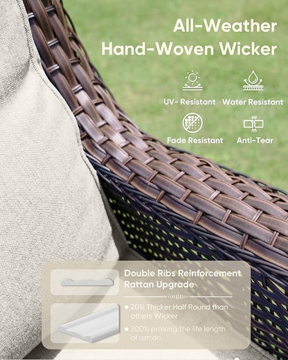 HUMMUH High Back Outdoor Swivel Rocker Patio Chairs Set of 2, with 5-Inch Thick Cushions and Side Table, Ideal for Porch,Poolside, Deck, and Yard