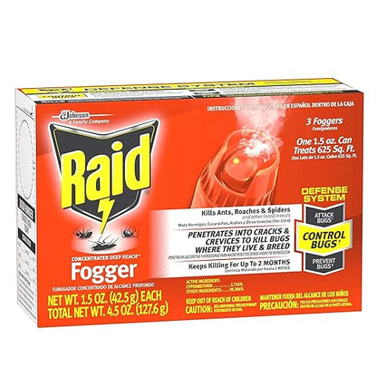 Raid Concentrated Deep Reach Foggers, 4.5 oz (Pack of 3 x 1.5 oz)