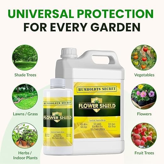 Humboldts Secret Flower Shield | Insecticide, Pesticide, Miticide, Fungicide | Bug Spray for Plants | Spider Mite & Powdery Mildew Control | Indoor & Outdoor | Houseplant & Garden | 8 Ounce