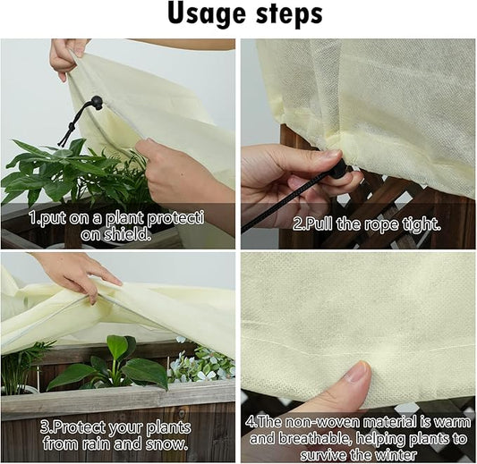 Rectangular Plant Protection Cover, Plant Frost Protection Cover, Tree Plant Protection Wrap Cover, Winter Outdoor Garden Plant Frost Protection Blanket Bag, 2 Pieces, 51 x 27.5 x 17.7 Inches
