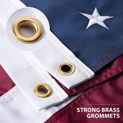 American Flag 3x5 Ft Ultra Durable Tear-Resistant Series, Made From Heavy Duty Water Resistant Polyester Canvas Embroidered Stars, Sewn Stripes, Brass Grommerts US/USA Flags Perfect for Outside