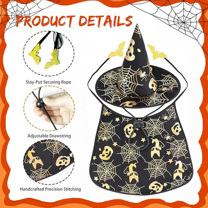 Halloween Porch Goose Outfits for 23" Lawn Statue - Cute Witch Hat & Cape Set for Concrete/Plastic/Cement Goose Statue, Halloween Accessory for Garden Yard Patio Decor