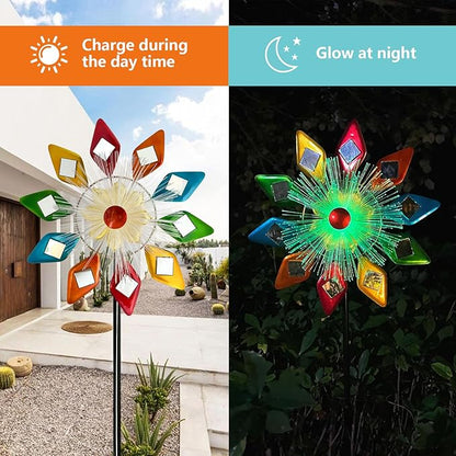 Solar 45" Sunglasses Wind Spinners for Yard and Garden, Metal Clearance Windmill Kinetic Wind Spinner Outdoor Decor, Wind Sculpture Yard Art Decorations for Patio, Lawn & Garden