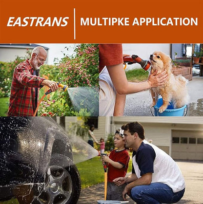 EASTRANS Short Garden Hose 10 ft x 5/8", Heavy Duty Water Hose with 3/4" Solid Brass Connector for All-weather Outdoor, Black & Orange