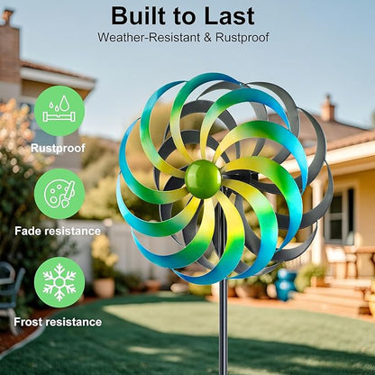Wind Spinners Outdoor Yard Decorations, 16 Inches Wind Sculpture Metal Garden Art, Windmills for Yard Gardening Gifts for Women Mom Backyard, Patio, Garden Decor