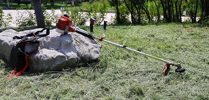 2-Stroke Gas Brush Cutter Pro-Grade String Trimmer EPA Compliant Orange Heavy-Duty Weed Eater Lawn & Overgrowth Clearing Tool