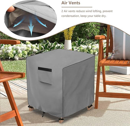 okcool Patio Wicker Side Table Cover,Waterproof Square Patio Small Side Table Cover,Suitable for 3-Piece Outdoor Wicker Patio Bistro Set Side Table,22W x 22D x 18H inch