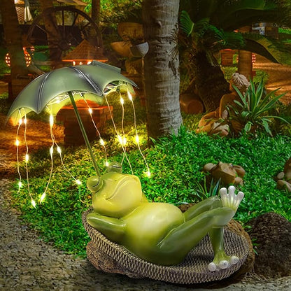 Garden Statues for Outside -Outdoor Statues and Sculptures,Outdoor Statue Decor for Yard, Unique Birthday Garden Gift for Ladies/Mom/Grandma (Frog Statue)