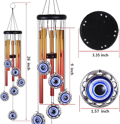 Blue Evil Eyes Amulet Wind Chimes Outdoor Hanging Decor, Evil Eye Wind Bells, Mobile Evil Eye Blessing Windcatcher, Blue Evil Eye Wind Chimes for Home, Gift for Mom, Balcony, Patio, Garden Decoration