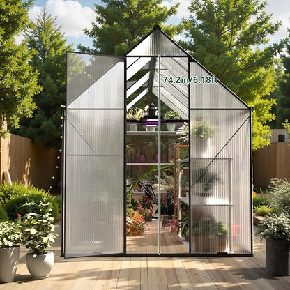 Greenhouses for Outdoor 6x10 FT, Heavy Duty Polycarbonate Greenhouse, Walk-in Garden Greenhouses, Large Green House for Outside, Backyard Green House