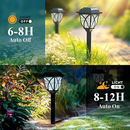 GIGALUMI Solar Lights Outdoor Waterproof, 6 Pack LED Solar Garden Lights, Outdoor Decorations, Garden Decor for Yard, Patio, Landscape, Planter, Walkway (Cold White)