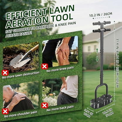 [Bolt-On Base] Lawn Aerator - Kick to Unclog Jammed Springs in 3 Secs! No Welding to Ever Break, 12.2"x6" Wide Plate Saves 20% Time, for Compacted Clay Soil (Pre-Assembled)