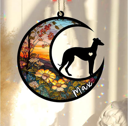 Personalized Dog Memorial, Custom Name Whippet Dog Christmas Ornament with Name, Custom Breeds, Pet Loss Light Catcher, Gifts for Lovers Loss of Pet Sympathy on Mothers Day Christmas
